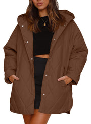 Diamond Quilted Hooded Lightweight Jacket For Women Looty Lush