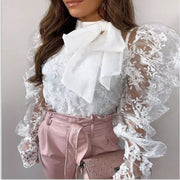 Looty Lush Lace embroidered bow top