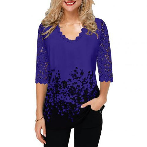 Looty Lush V-neck lace-up printed t-shirt