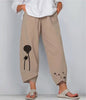 Women's Casual Printed Cotton And Linen High Waist Cropped Pants Looty Lush