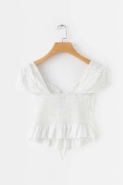 Looty Lush Openwork lace-up shirt top