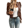 Jacket Women's Temperament Leisure Cardigan Solid Color Leather Coat Looty Lush