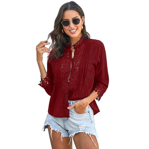 Looty Lush Ladies Lace 3/4 Sleeve Shirt