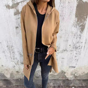 Autumn And Winter Solid Color Casual Zipper Hooded Jacket Coat Looty Lush