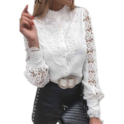 Looty Lush Women's Long Sleeve Lace Fashion V-neck Top