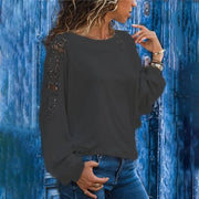 Looty Lush Hollow Long Sleeve Loose Lace T-shirt