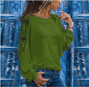 Looty Lush Hollow Long Sleeve Loose Lace T-shirt