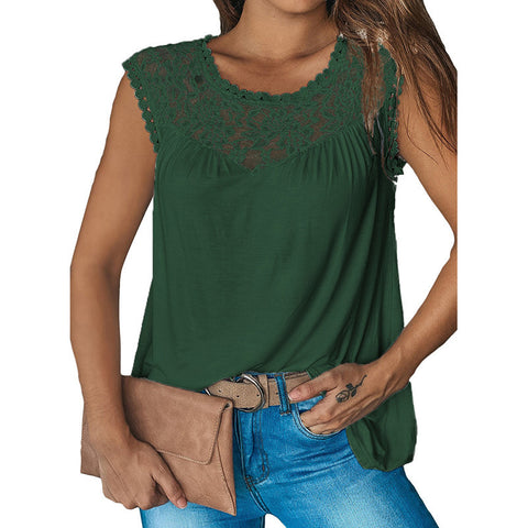 Looty Lush Women's Stitching Lace Sleeveless Vest Top