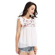 Looty Lush Seersucker embroidered sleeveless top