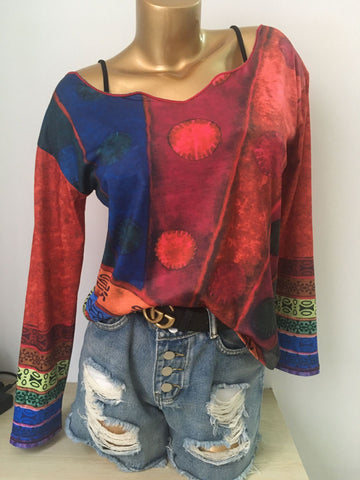 Looty Lush Embroidered Collar Casual Top Long Sleeve T-shirt