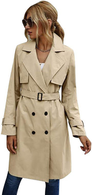 European And American Autumn Women's Double Breasted Fashion Casual Trench Coat Looty Lush