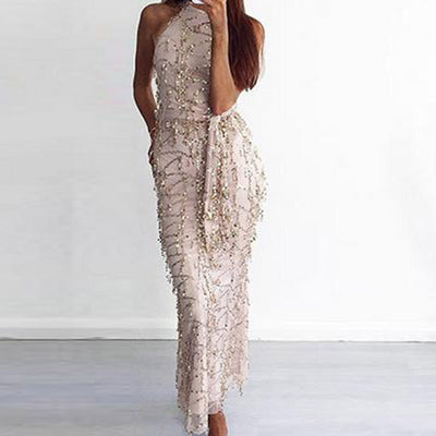 Long fringed sequin dress Looty Lush