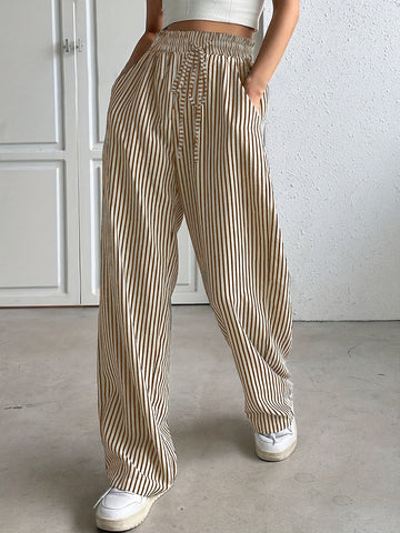 Women's Clothing Striped Casual Trousers Straight-leg Pants Looty Lush