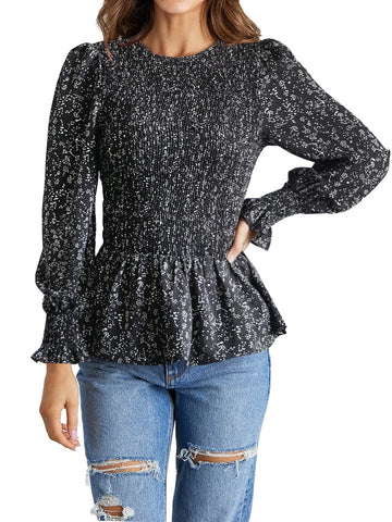 Looty Lush Long Sleeve Tunic Printed Shirt Top