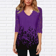 Looty Lush V-neck lace-up printed t-shirt