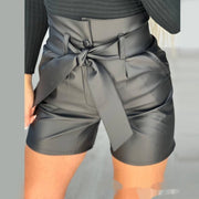 High Waist Black Strap Slim Fit Pu Shorts Belted Looty Lush