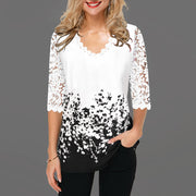 Looty Lush V-neck lace-up printed t-shirt