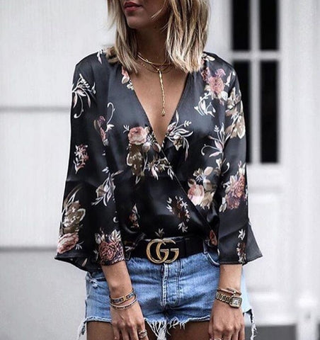 Looty Lush Floral Print Long Sleeve T-Shirt