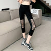 Summer Thin Women's Ripped Mesh Cropped Pants Looty Lush