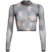 FLYING ANGELS LONG SLEEVE MESH TOP