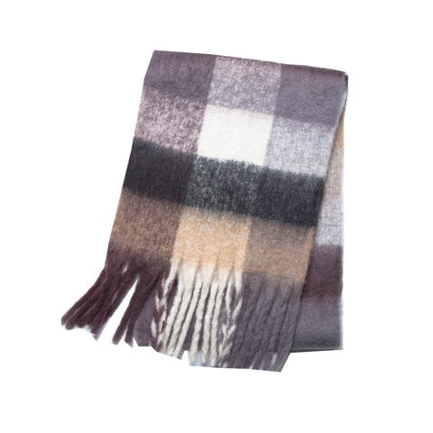 Women's Scarf Autumn And Winter New Thick Beard Color Four-grid Looty Lush