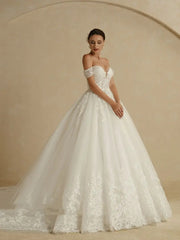 Off-shoulder Bridal Main Wedding Dress Elegant Court Style High-grade Luxury French Light Door Yarn Looty Lush