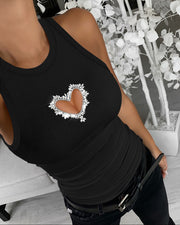 Looty Lush Women's Hollowed Heart Shape Sleeveless Top