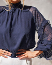 Looty Lush Long sleeve ruffled chiffon T-shirt