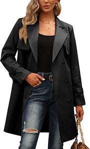 European And American Autumn Women's Double Breasted Fashion Casual Trench Coat Looty Lush