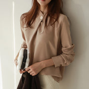 Looty Lush Top shirt long sleeve stand collar