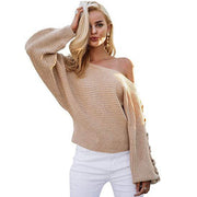 One-neck loose pullover sweater