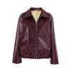 Retro Biker's Style Wine Red European And American Handsome Matte Leather Jacket Coat Looty Lush