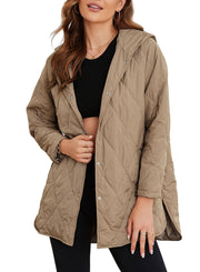 Diamond Quilted Hooded Lightweight Jacket For Women Looty Lush