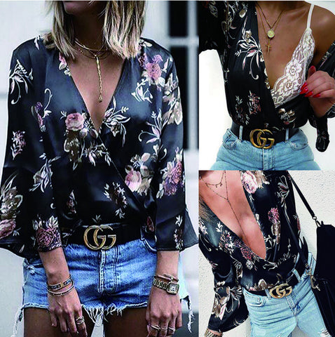 Looty Lush Floral Print Long Sleeve T-Shirt