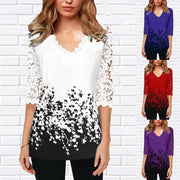 Looty Lush V-neck lace-up printed t-shirt