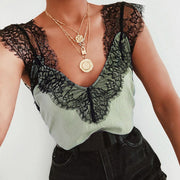 Looty Lush Lace V-neck solid color top