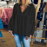 Lace long sleeve solid color shirt