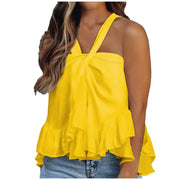 Looty Lush Women's Fashion Halter Ruffled Sleeveless Top