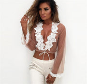 autumn new mesh sexy women's shirt