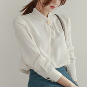 Looty Lush Top shirt long sleeve stand collar