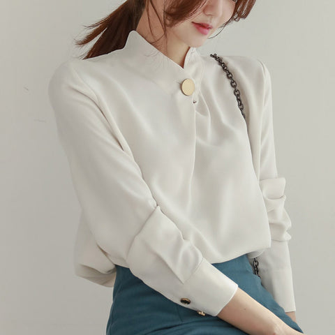 Looty Lush Top shirt long sleeve stand collar