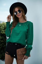 Long Sleeve Solid Color Round Neck Shirt