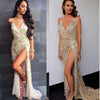 V-neck sexy halter strap sequin dress Looty Lush