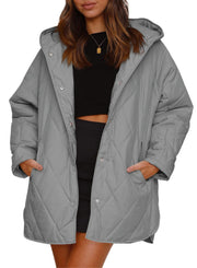 Diamond Quilted Hooded Lightweight Jacket For Women Looty Lush