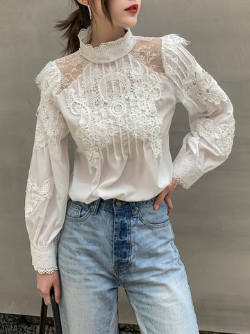 Looty Lush Lace hollowed-out shirts