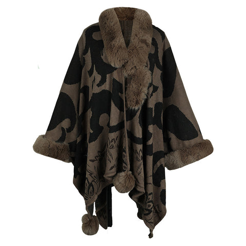 Women's Fur Collar Thickened Warm Shawl Looty Lush