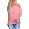 Loose Solid Color Sling Shoulder Top T-Shirt