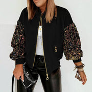 Women's New Colorful Sequin Stitching Long-sleeved Coat Looty Lush