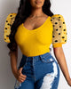 Slim polka dot sleeve T-shirt women