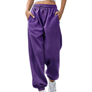 Women's Loose Leisure Sports Drawstring Wide Leg Ankle Banded Pants Looty Lush